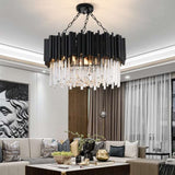 Furnitrio Black Modern Crystal Chandelier