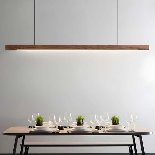 Furnitrio Wooden Pendant Lights, Modern LED Linear Hanging Lamp for Kitchen, Dining, Living Room, and Office