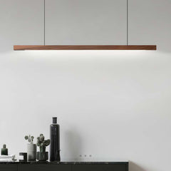 Furnitrio Wooden Pendant Lights, Modern LED Linear Hanging Lamp for Kitchen, Dining, Living Room, and Office