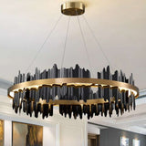 Furnitrio Modern LED Chandelier Luxury Round Hanging Lamp for Living Room & Dining Room