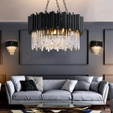 Furnitrio Black Modern Crystal Chandelier