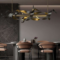 Modern Twist Iron LED Chandelier Black with Gold Accents