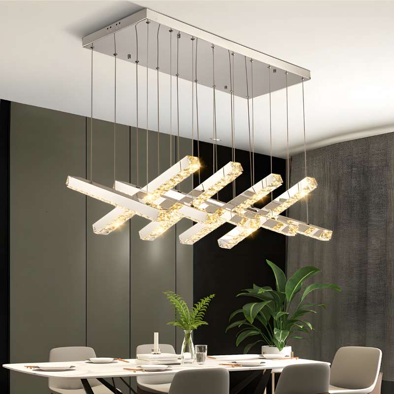 Modern Rotatable LED Crystal Chandelier, Luxury Hanging Lighting Fixture