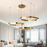 Gold Polygon Design Luxury Chandelier Modern LED Strips Fixture