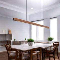 Furnitrio Wooden Pendant Lights, Modern LED Linear Hanging Lamp for Kitchen, Dining, Living Room, and Office