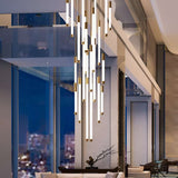 Furnitrio Modern Tube Shape Chandelier Luxury Dimmable LED Light