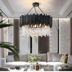 Furnitrio Black Modern Crystal Chandelier