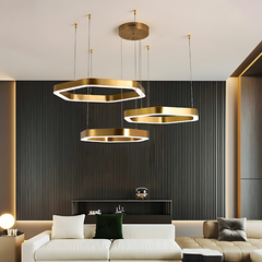 Gold Polygon Design Luxury Chandelier Modern LED Strips Fixture