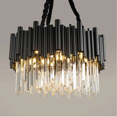 Furnitrio Black Modern Crystal Chandelier