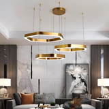 Gold Polygon Design Luxury Chandelier Modern LED Strips Fixture