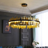 Furnitrio Modern LED Chandelier Luxury Round Hanging Lamp for Living Room & Dining Room