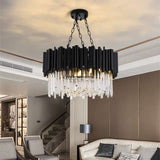 Furnitrio Black Modern Crystal Chandelier