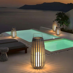 Furnitrio Solar Lights Outdoor LED Bamboo Rattan Garden Lamp