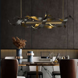 Modern Twist Iron LED Chandelier Black with Gold Accents