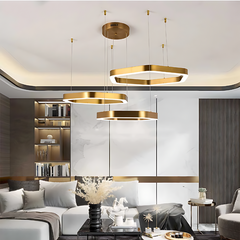 Gold Polygon Design Luxury Chandelier Modern LED Strips Fixture