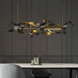 Modern Twist Iron LED Chandelier Black with Gold Accents