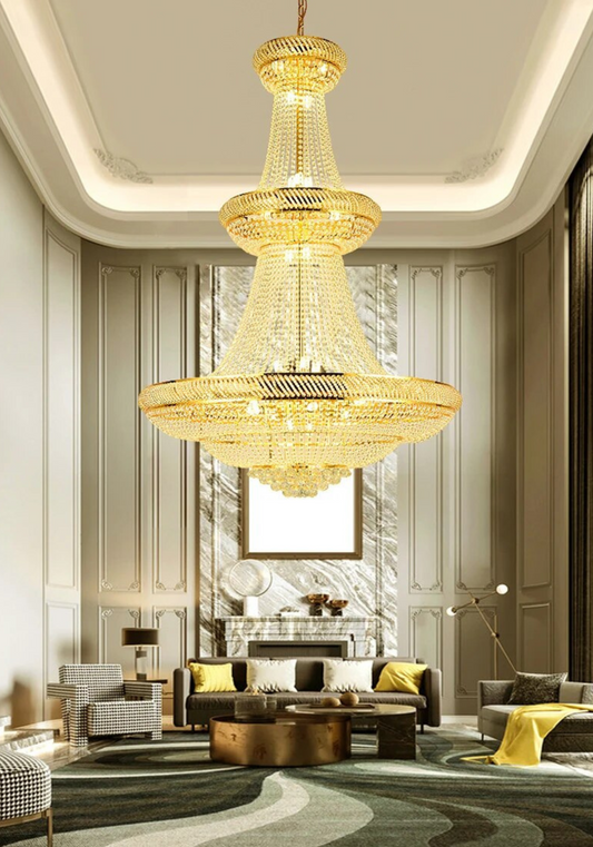 Luxury Gold Crystal Chandelier Large LED Light Fixture