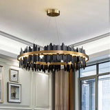 Furnitrio Modern LED Chandelier Luxury Round Hanging Lamp for Living Room & Dining Room