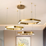 Gold Polygon Design Luxury Chandelier Modern LED Strips Fixture