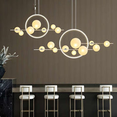 Furnitrio Modern LED Glass Bubble Chandelier Nordic Dining Room Lamp