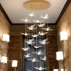 Furnitrio Luxury Crystal Bird Design LED Chandelier Modern Spiral Lighting Fixture