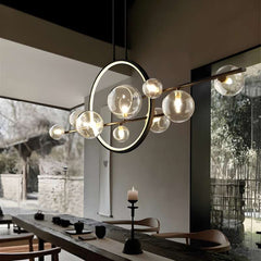 Furnitrio Modern LED Glass Bubble Chandelier Nordic Dining Room Lamp