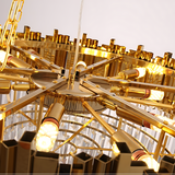 Modern Gold Crystal Chandelier Round LED Hanging Light Fixture