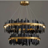 Furnitrio Modern LED Chandelier Luxury Round Hanging Lamp for Living Room & Dining Room