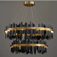 Furnitrio Modern LED Chandelier Luxury Round Hanging Lamp for Living Room & Dining Room