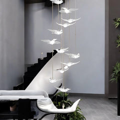 Furnitrio Luxury Crystal Bird Design LED Chandelier Modern Spiral Lighting Fixture