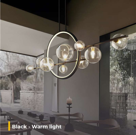 Furnitrio Modern LED Glass Bubble Chandelier Nordic Dining Room Lamp