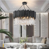 Furnitrio Black Modern Crystal Chandelier