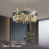 Radiant Gold & Black Crystal Round Chandelier