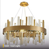 Radiant Gold & Black Crystal Round Chandelier