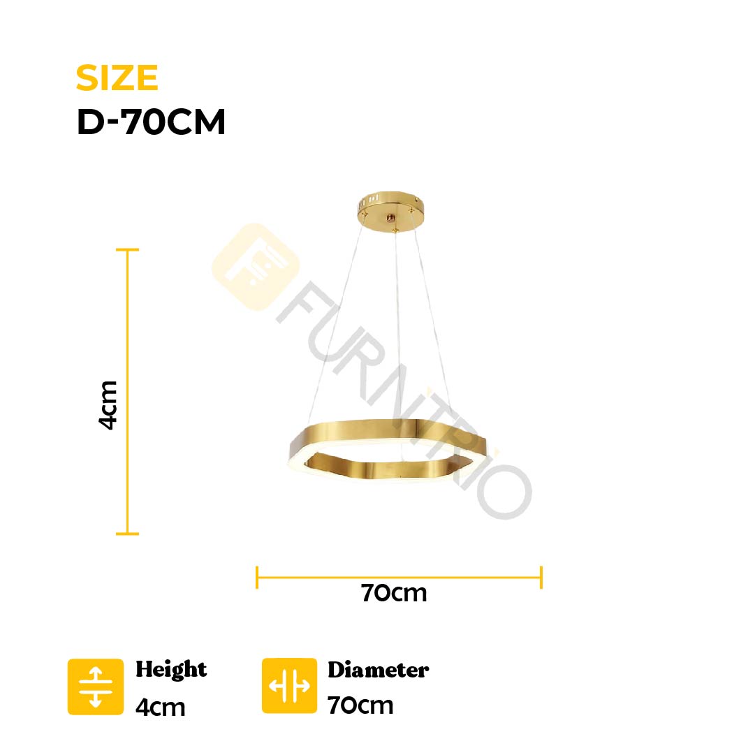 Gold Polygon Design Luxury Chandelier Modern LED Strips Fixture