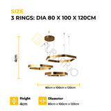 Gold Polygon Design Luxury Chandelier Modern LED Strips Fixture