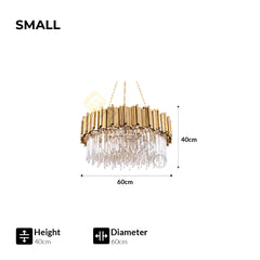 Modern Gold Crystal Chandelier Round LED Hanging Light Fixture