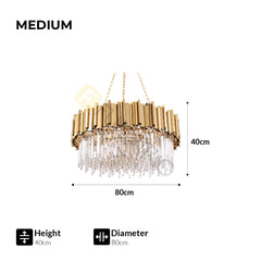 Modern Gold Crystal Chandelier Round LED Hanging Light Fixture