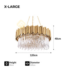 Modern Gold Crystal Chandelier Round LED Hanging Light Fixture