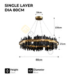 Furnitrio Modern LED Chandelier Luxury Round Hanging Lamp for Living Room & Dining Room