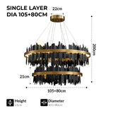 Furnitrio Modern LED Chandelier Luxury Round Hanging Lamp for Living Room & Dining Room