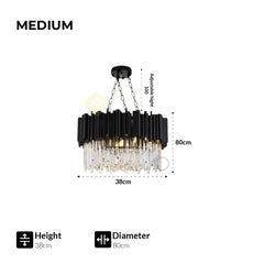 Furnitrio Black Modern Crystal Chandelier