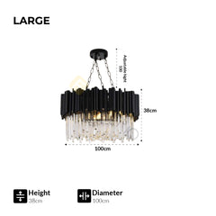 Furnitrio Black Modern Crystal Chandelier