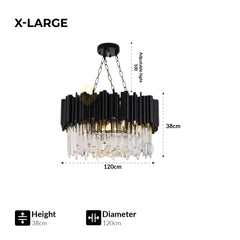 Furnitrio Black Modern Crystal Chandelier