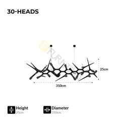 Furnitrio Postmodern Black Retro Tree Branch Shape Chandelier