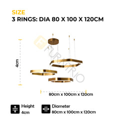 Gold Polygon Design Luxury Chandelier Modern LED Strips Fixture