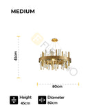 Radiant Gold & Black Crystal Round Chandelier