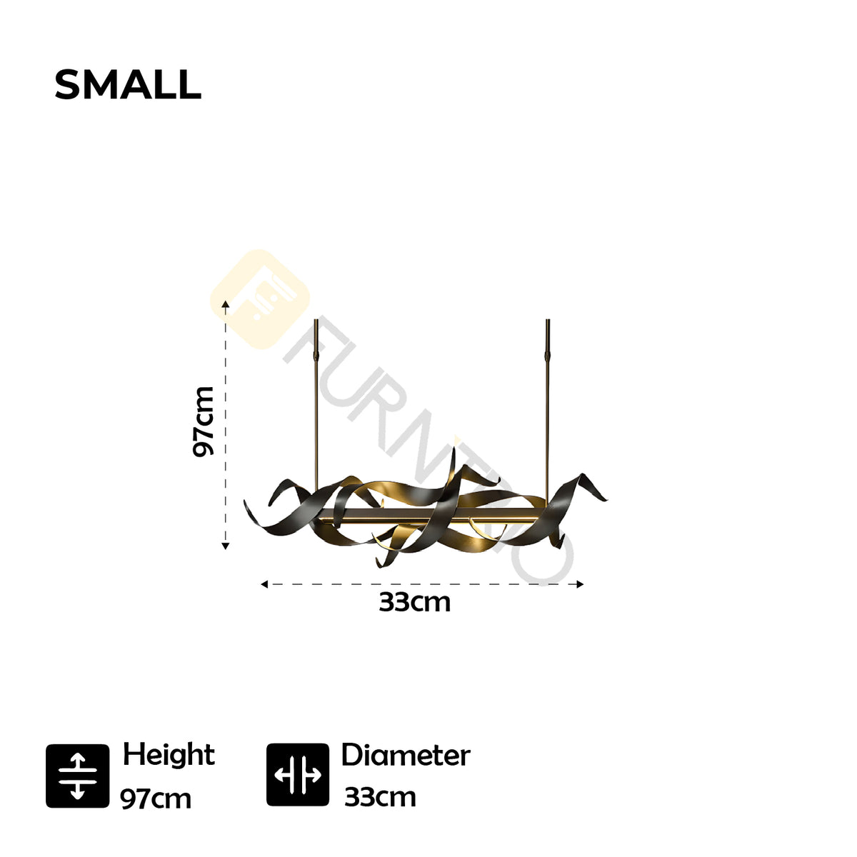 Modern Twist Iron LED Chandelier Black with Gold Accents