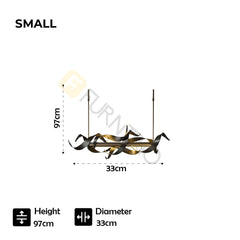 Modern Twist Iron LED Chandelier Black with Gold Accents