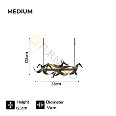 Modern Twist Iron LED Chandelier Black with Gold Accents
